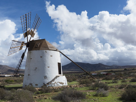 Six wing round windmill on the Canary Islands Fuerteventura.