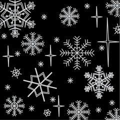 Back winter background with snowflakes