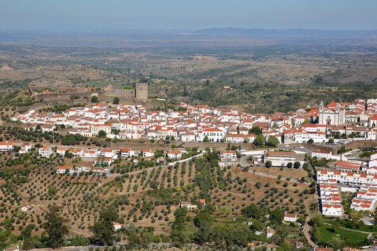 CASTELO DE VIDE, PORTUGAL: Aerial view ot the old town