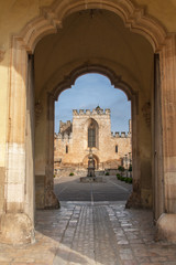 Façade d'entrée du Monastère royal de Santes Creus, Catalogne, Espagne