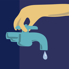 Save Environment Turning Off Dripping Water Faucet