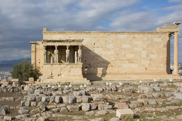 Fototapeta na wymiar Cariathides of the erechtheion acropolis, Athens.