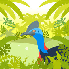 Cassowary on the Jungle Background
