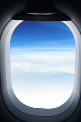 nice sky and cloud view through airplane window