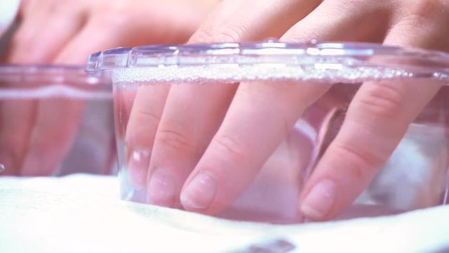 Close up of hands. Manicure and skincare concept.