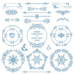 Christmas,New year decor set.Winter.Frames Wreath
