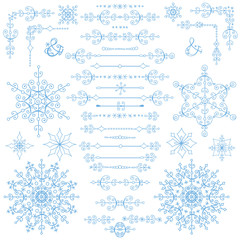 Christmas,New year decor set.Winter borders,elements