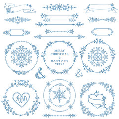 Christmas,New year decor set.Winter  wreath frames