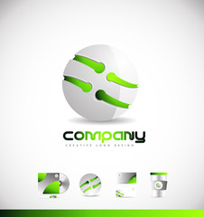 Green sphere 3d logo icon design