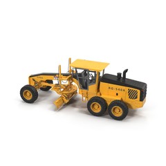 Modern three-axle road grader isolated on a white. 3D illustration