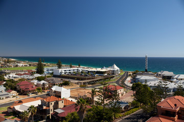 The view from the top of Marlston Hill Lookout Bunbury Western Australia WA with lighthouse