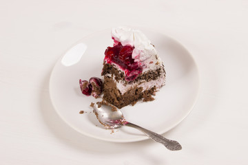 piece of cake on a plate with a spoon