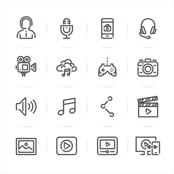 Multimedia icons with White Background 