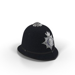 traditional british police helmet isolated on white. 3D illustration