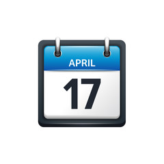 April 17. Calendar icon.Vector illustration,flat style.Month and date..Sunday,Monday,Tuesday,Wednesday,Thursday,Friday,Saturday.Week,weekend,red letter day. 2017,2018 year.Holidays.
