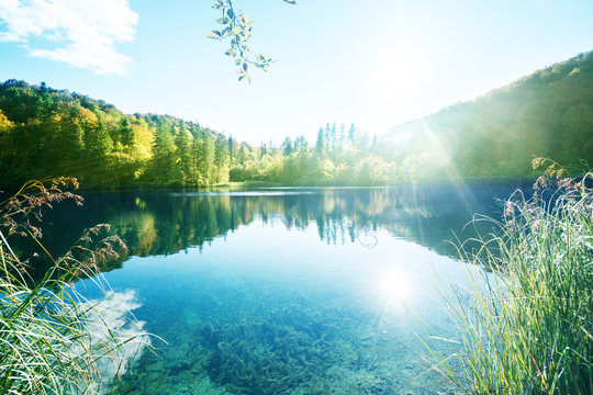 lake in forest, Croatia, Plitvice