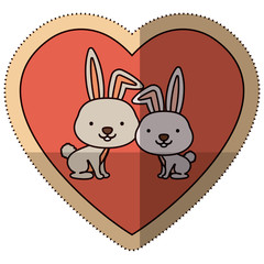 Rabbit cartoon in love icon. Animal cute adorable creature and friendly theme. Isolated design. Vector illustration