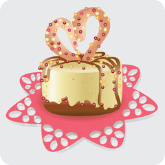 Cake for the beloved Vector image. Design for banner, booklet, menu, advertising.