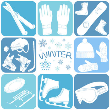 icons set of winter sports vector illustration