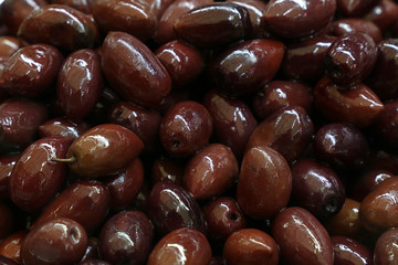 Greek Kalamata whole black glossy olives