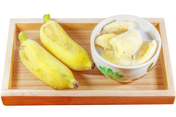 Banana in Coconut Milk. Traditional dessert of asian, Thailand.