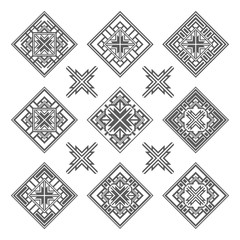 Set of abstract  elements, emblem, square ornament, pattern