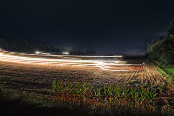 Chopping Corn at Night