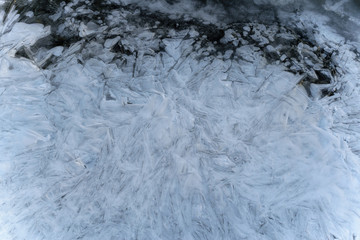 Ice patterns on the surface of the river