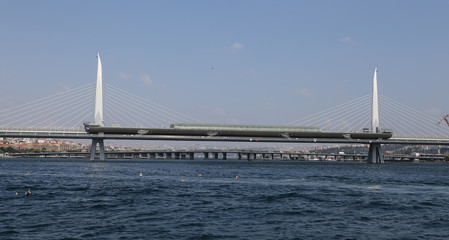 Fototapeta na wymiar Golden Horn Metro Bridge in Istanbul