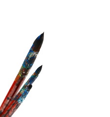 Brushes with colorful paints, isolated on white