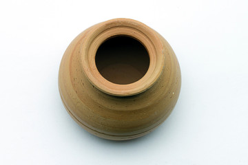 Close-up of soft clay pot over white background