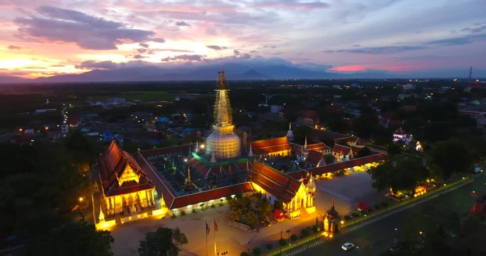 Aerial View of Ancient pagoda at Nakornsri thammarat, Thailand