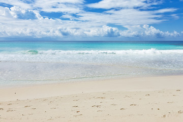 Tropical sandy beach and waves