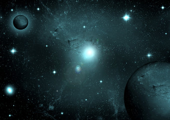 Stars, dust and gas nebula in a far galaxy