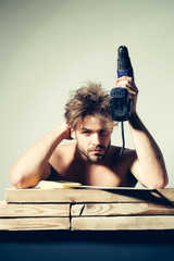 sexy muscular man builder