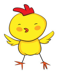cute  cartoon yellow baby rooster. No gradient. Vector EPS 10. 
