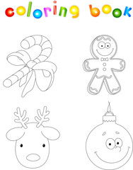 Christmas candy cane, gingerbread man, deer and bauble