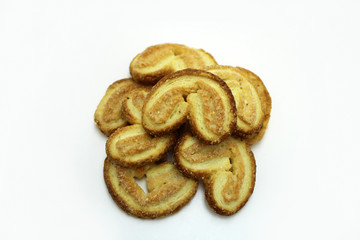 Puff pastry on a white background