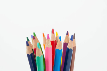 pencils color on white background , pencils color group