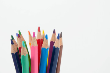 pencils color on white background , pencils color group