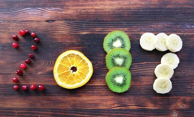 new year 2017 of fruit and berries
