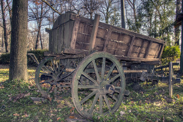 Fototapeta na wymiar Worn out carriage in the countryside