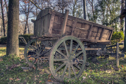 Worn out carriage in the countryside