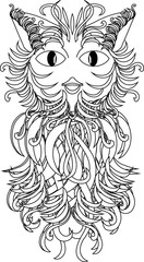 Black and white stylized cat, zentangle vector illustration for anti stress coloring page, fabric printing