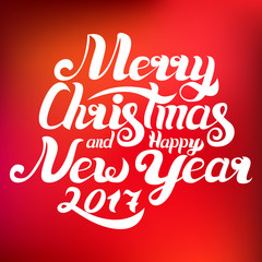 Merry Christmas and happy new year handwritten text,vector illus