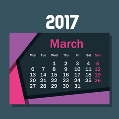 calendar march 2017 template icon vector illustration design