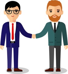 Fototapeta premium Сoncept of arabic and european business people with handshake. 