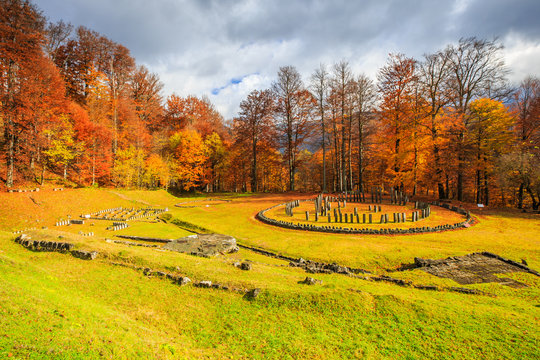 Romania, Sarmizegetusa Regia. Dacian ruins Fortress.
