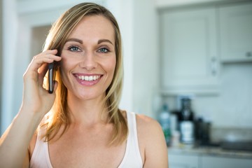 Pretty blonde woman on the phone