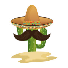 cactus character with mexican hat vector illustration design